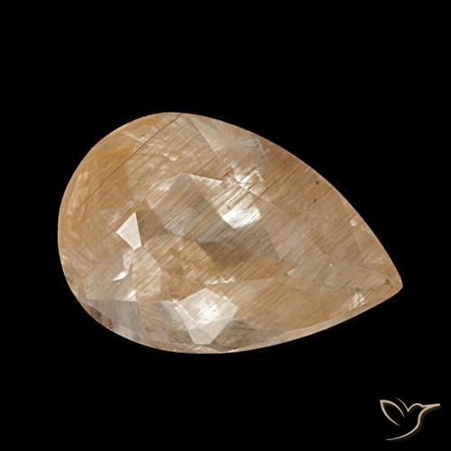 Topaze rutile orange-doré naturelle en forme de poire, 4,46 ct, transparent