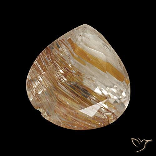 Topaze rutilée jaune naturelle en forme de poire, 3,18 ct, transparent