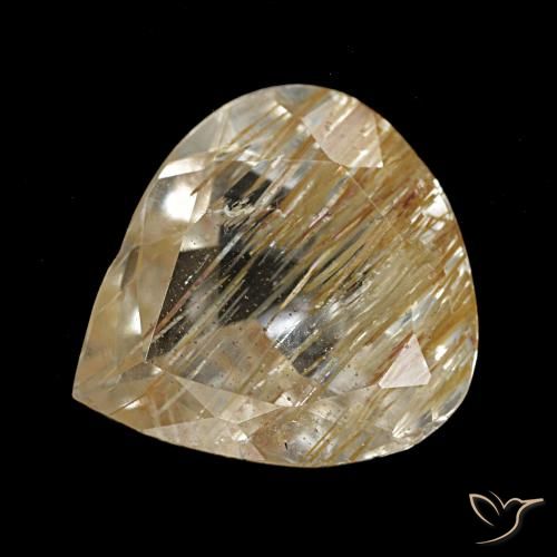 Topaze rutilée jaune naturelle en forme de poire, 5,22 ct, transparent
