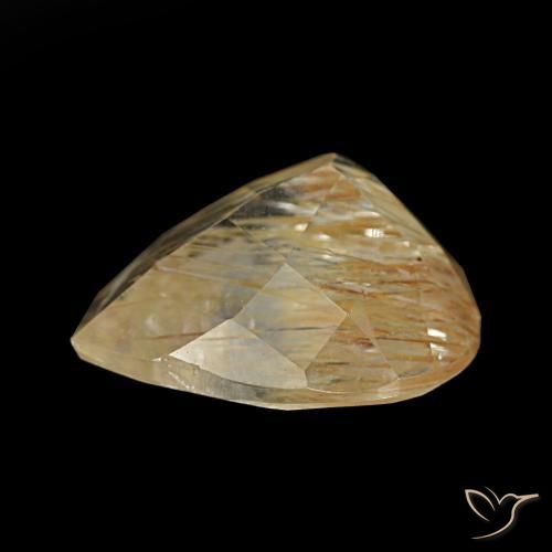 Topaze rutilée jaune naturelle en forme de poire, 5,22 ct, transparent