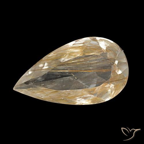 Topaze rutilée jaune naturelle en forme de poire, 3,34 ct, transparent