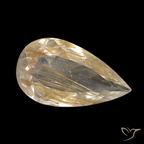 Topaze rutilée jaune naturelle en forme de poire, 3,34 ct, transparent