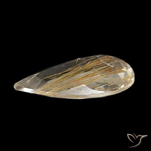 Topaze rutilée jaune naturelle en forme de poire, 3,34 ct, transparent