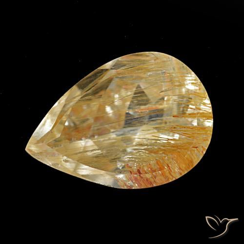 4.93ct Doré moyen Topaze rutile, En forme de poire, Transparent