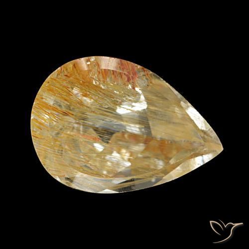 Topaze rutile Doré moyen naturelle En forme de poire, 4.93 ct, Transparent