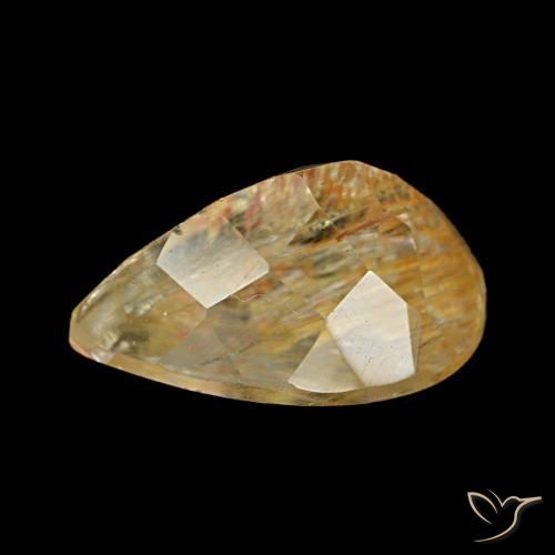 Topaze rutile Doré moyen naturelle En forme de poire, 4.93 ct, Transparent