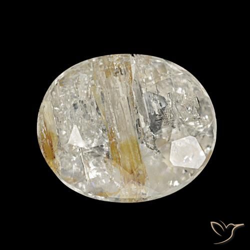 Topaze rutilée marron doré très clair naturelle coupe ovale, 4,28 ct, transparent