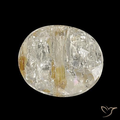 Topaze rutilée marron doré très clair naturelle coupe ovale, 4,28 ct, transparent