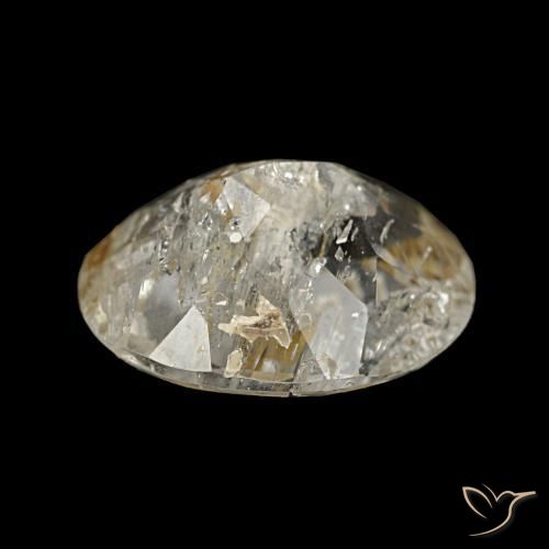 Topaze rutilée marron doré très clair naturelle coupe ovale, 4,28 ct, transparent