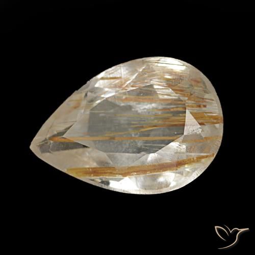 Topaze rutilée jaune de 1,40 ct, en forme de poire, transparent