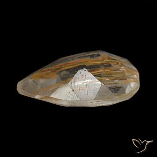 Topaze rutilée jaune naturelle en forme de poire, 1,40 ct, transparent