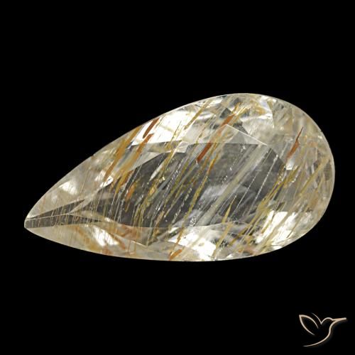 Topaze rutilée jaune naturelle en forme de poire, 1,84 ct, transparent