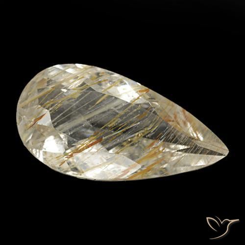 Topaze rutilée jaune naturelle en forme de poire, 1,84 ct, transparent