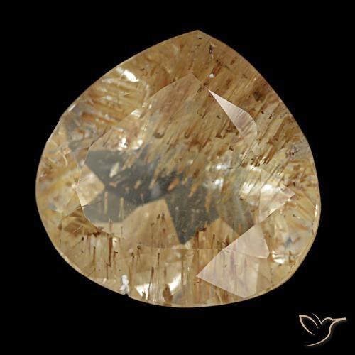 Topaze rutilée brun fauve léger naturelle en forme de poire, 6,16 ct, transparent
