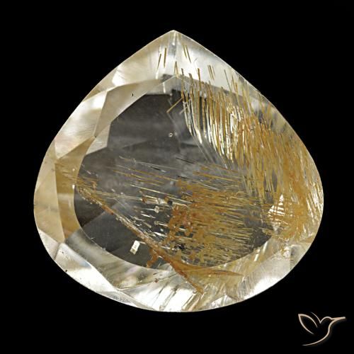 Topaze rutilée jaune de 5,46 ct, en forme de poire, transparent