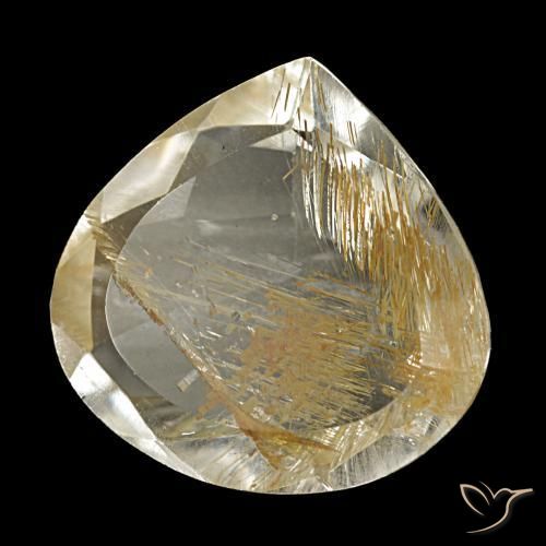 Topaze rutilée jaune naturelle en forme de poire, 5,46 ct, transparent