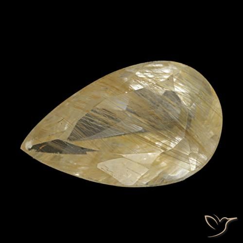 Topaze rutilée jaune naturelle en forme de poire, 1,92 ct, transparent