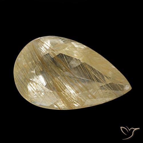 Topaze rutilée jaune naturelle en forme de poire, 1,92 ct, transparent