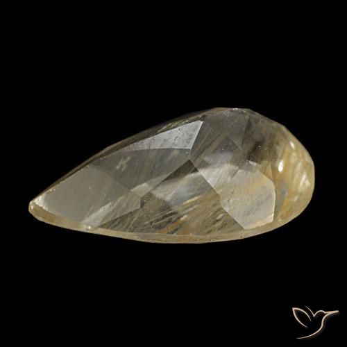 Topaze rutilée jaune naturelle en forme de poire, 1,92 ct, transparent