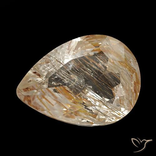 Topaze rutilée marron de 2,80 ct, en forme de poire, transparent