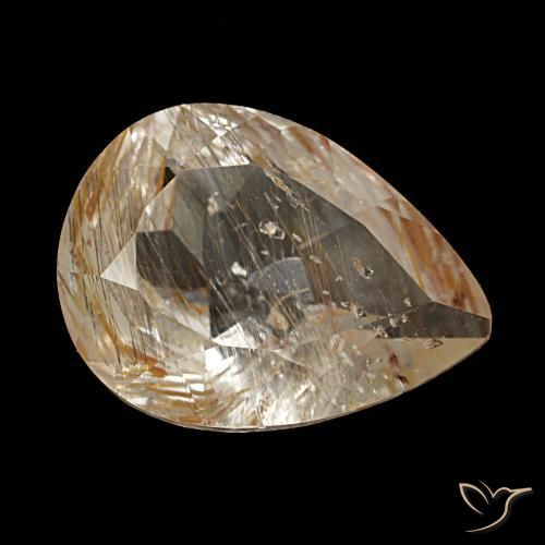 Topaze rutilée marron naturelle en forme de poire, 2,80 ct, transparent