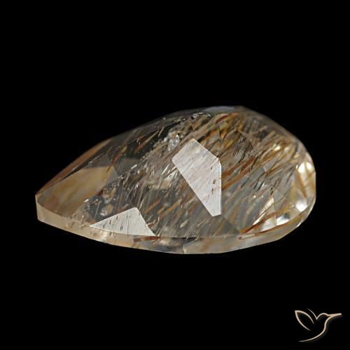 Topaze rutilée marron naturelle en forme de poire, 2,80 ct, transparent