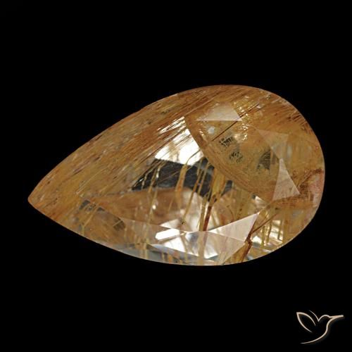 Topaze rutilée marron naturelle en forme de poire, 3,47 ct, transparent