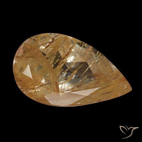 Topaze rutilée marron naturelle en forme de poire, 3,47 ct, transparent