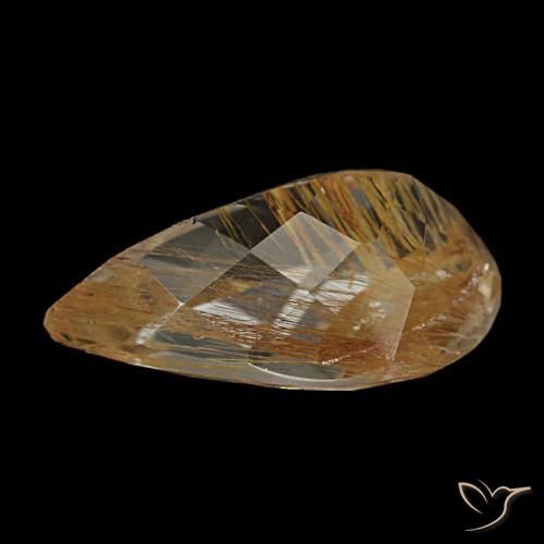 Topaze rutilée marron naturelle en forme de poire, 3,47 ct, transparent