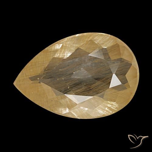 Topaze rutilée marron naturelle en forme de poire, 2,89 ct, transparent