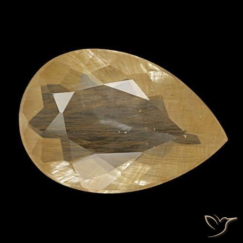 Topaze rutilée marron naturelle en forme de poire, 2,89 ct, transparent