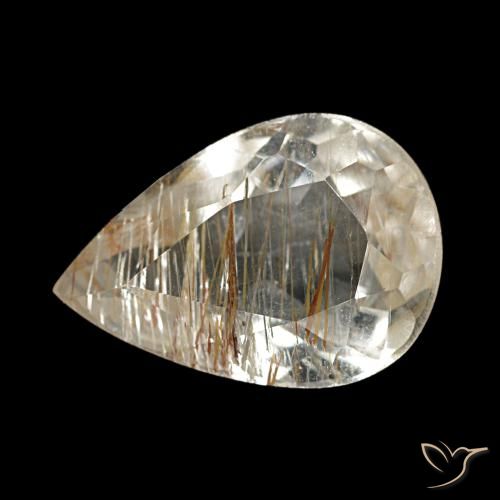 Topaze rutilée marron de 1,97 ct, en forme de poire, transparent