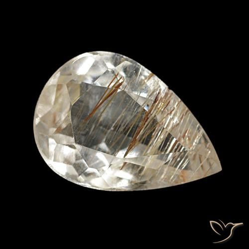 Topaze rutilée marron naturelle en forme de poire, 1,97 ct, transparent