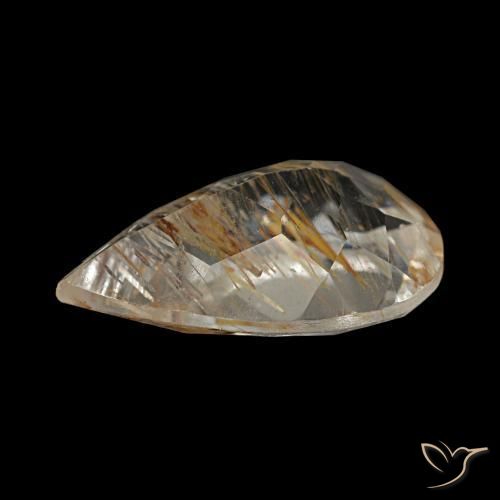 Topaze rutilée marron naturelle en forme de poire, 1,97 ct, transparent