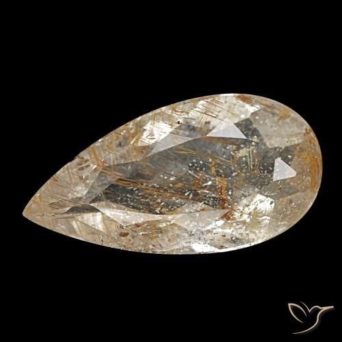 Topaze rutilée marron naturelle en forme de poire, 1,95 ct, transparent