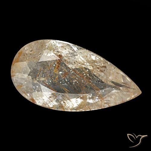 Topaze rutilée marron naturelle en forme de poire, 1,95 ct, transparent