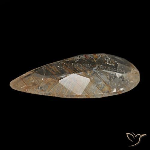 Topaze rutilée marron naturelle en forme de poire, 1,95 ct, transparent