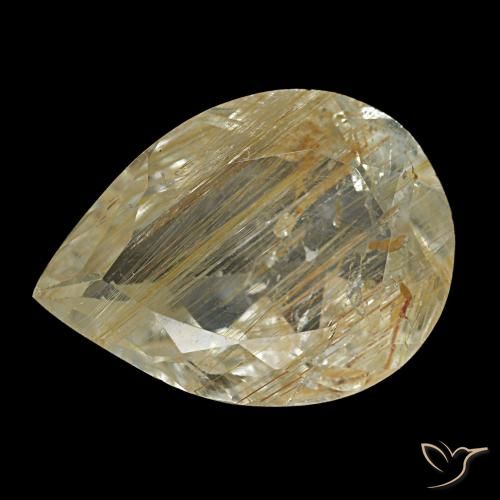 Topaze rutilée jaune naturelle en forme de poire, 3,19 ct, transparent