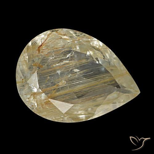 Topaze rutilée jaune naturelle en forme de poire, 3,19 ct, transparent