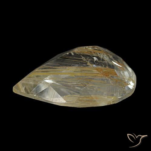 Topaze rutilée jaune naturelle en forme de poire, 3,19 ct, transparent