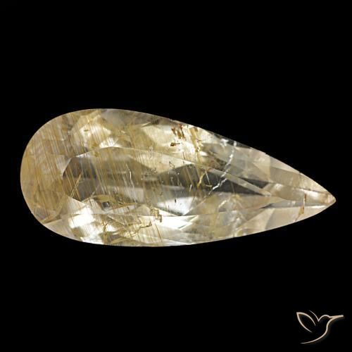 Topaze rutilée jaune de 4,48 ct, en forme de poire, transparent