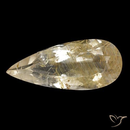 Topaze rutilée jaune naturelle en forme de poire, 4,48 ct, transparent