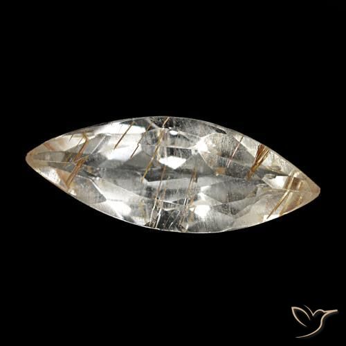 Topaze rutilée marron doré très clair naturelle marquise, 1,40 ct, transparent