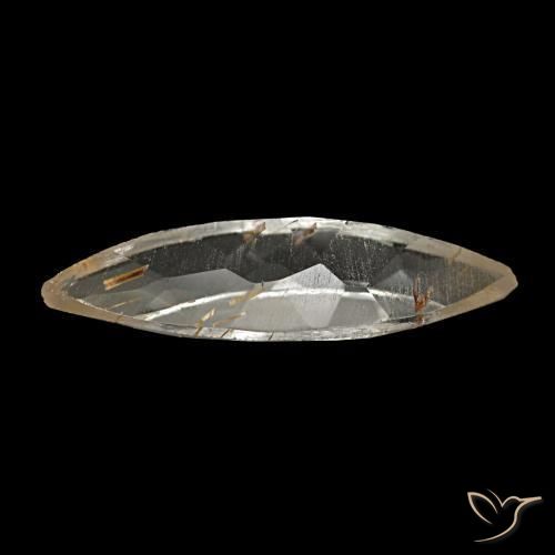 Topaze rutilée marron doré très clair naturelle marquise, 1,40 ct, transparent
