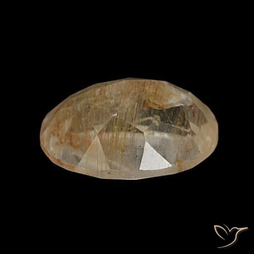 Topaze rutilée marron doré très clair naturelle coupe ovale, 2,09 ct, transparent