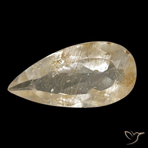 Topaze rutilée jaune naturelle en forme de poire, 2,67 ct, transparent