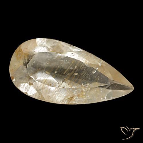 Topaze rutilée jaune naturelle en forme de poire, 2,67 ct, transparent