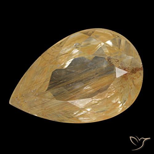 Topaze rutilée jaune naturelle en forme de poire, 4,64 ct, transparent