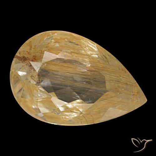 Topaze rutilée jaune naturelle en forme de poire, 4,64 ct, transparent