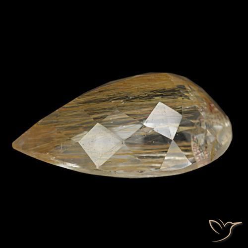 Topaze rutilée jaune naturelle en forme de poire, 4,64 ct, transparent